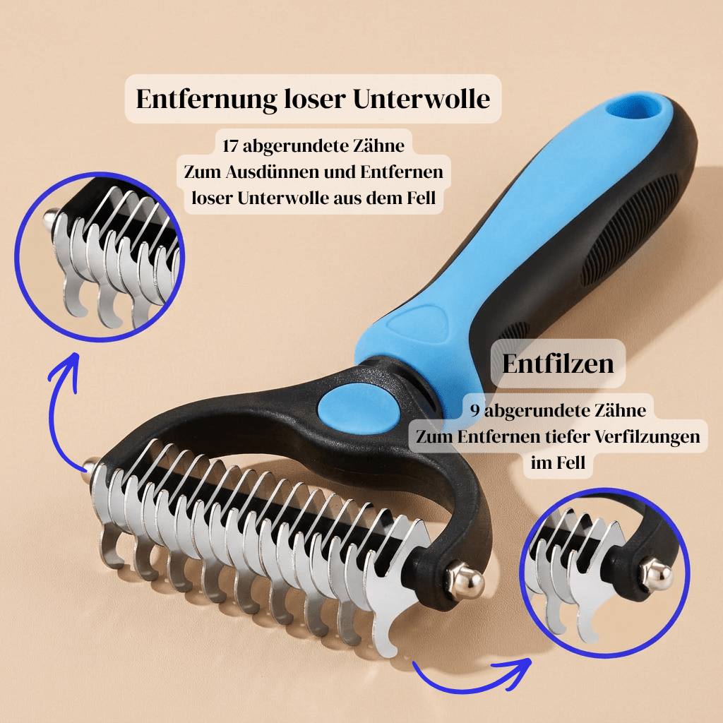 Double-Sided Pet Dematting & Grooming Comb - gluecklichhund
